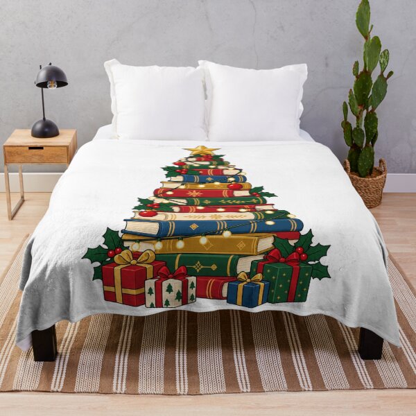 Artikelvorschau, Book Stack Christmas Tree with Lights and Gifts entworfen und verkauft von skyartdesign.