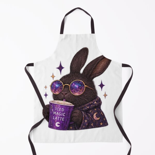 Item preview, Black Witchy Bunny with Galaxy Glasses Drinking Iced Magic Latte designed and sold by CosmicCutouts.