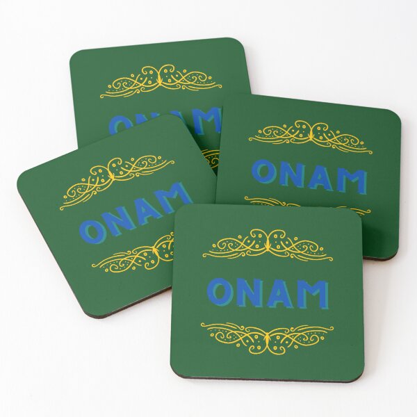 Artikelvorschau, Indisches Onam-Fest: Gelbe und blaue Ornamente als Souvenir und Geschenkidee für Indien-Liebhaber. entworfen und verkauft von CuriousKingShop.