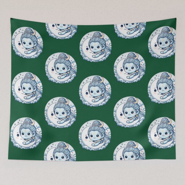 Item preview, Kawaii Shiva and the Cuddly Moon Oversized  designed and sold by CuriousKingShop.