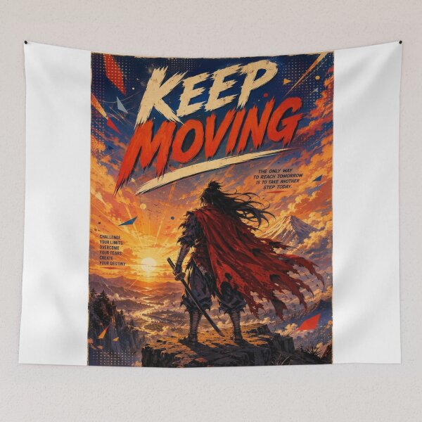 Item preview, Keep Moving Samurai Anime Gym Motivation Quote designed and sold by JonelleTshirts.