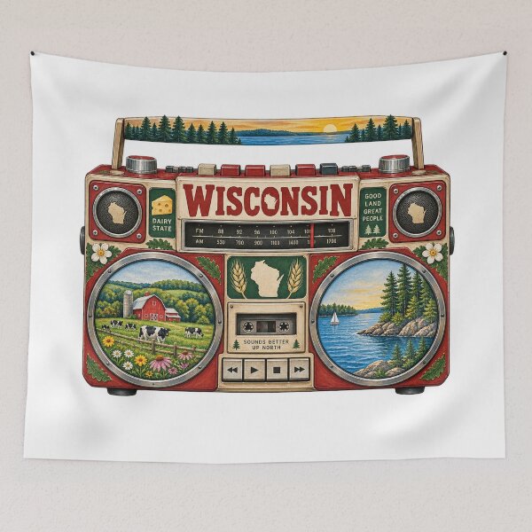 Item preview, Wisconsin Gen X Boom Box designed and sold by Whimspired By Paxx.