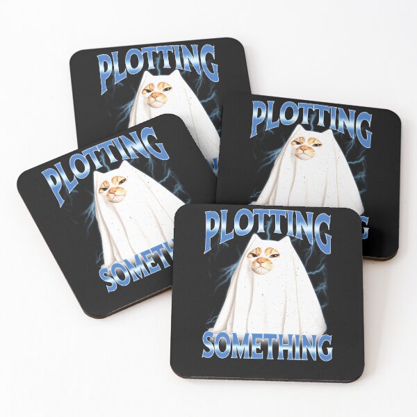 Item preview, Funny Plotting Something Cat Ghost Halloween Humor Art designed and sold by elderberry.