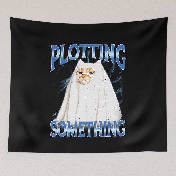 Item preview, Funny Plotting Something Cat Ghost Halloween Humor Art designed and sold by elderberry.