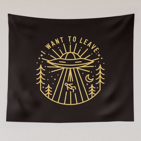 Item preview, I WANT TO LEAVE UFO Abduction Minimalist Line Art designed and sold by farris-emel-art.