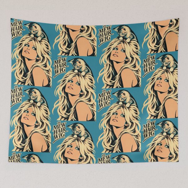 Item preview, MEW HAIRWIG Vintage Retro Pop Art Kitten Sticker 60s Icon Style Blonde Glam Girl Cute Cat Gift designed and sold by SammyMorry.