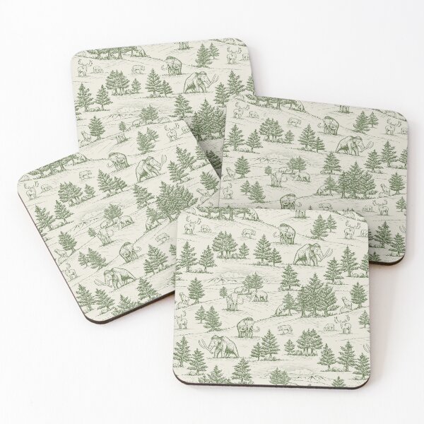Item preview, Extinct Ice Age Animals Toile de Jouy in Green designed and sold by somecallmebeth.
