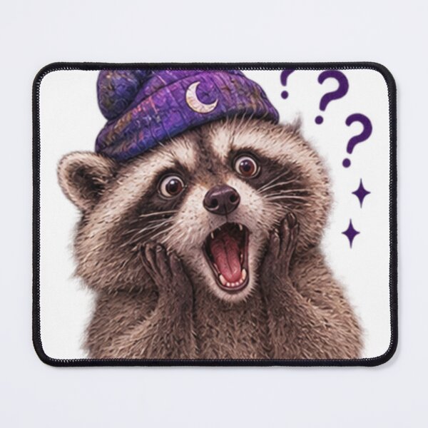 Item preview, Confused Raccoon with Moon Beanie designed and sold by CosmicCutouts.