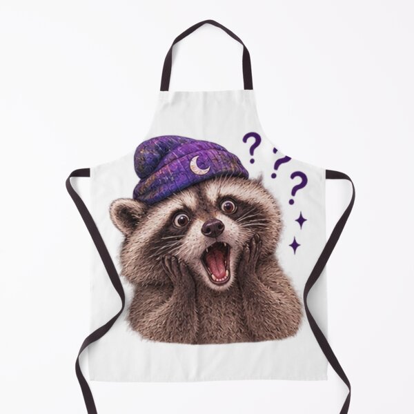 Item preview, Confused Raccoon with Moon Beanie designed and sold by CosmicCutouts.