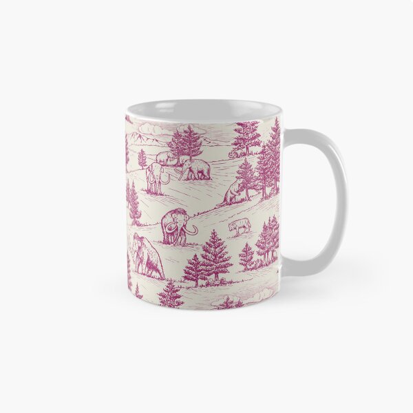 Item preview, Extinct Ice Age Animals Toile de Jouy in Magenta designed and sold by somecallmebeth.