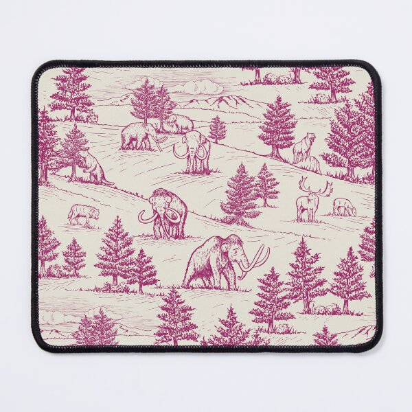Item preview, Extinct Ice Age Animals Toile de Jouy in Magenta designed and sold by somecallmebeth.