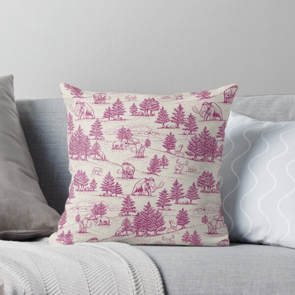 Item preview, Extinct Ice Age Animals Toile de Jouy in Magenta designed and sold by somecallmebeth.