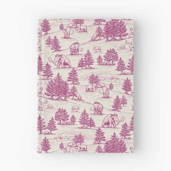Item preview, Extinct Ice Age Animals Toile de Jouy in Magenta designed and sold by somecallmebeth.