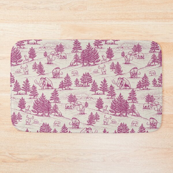 Item preview, Extinct Ice Age Animals Toile de Jouy in Magenta designed and sold by somecallmebeth.