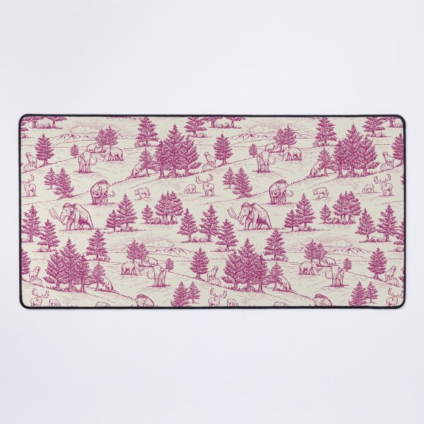 Item preview, Extinct Ice Age Animals Toile de Jouy in Magenta designed and sold by somecallmebeth.