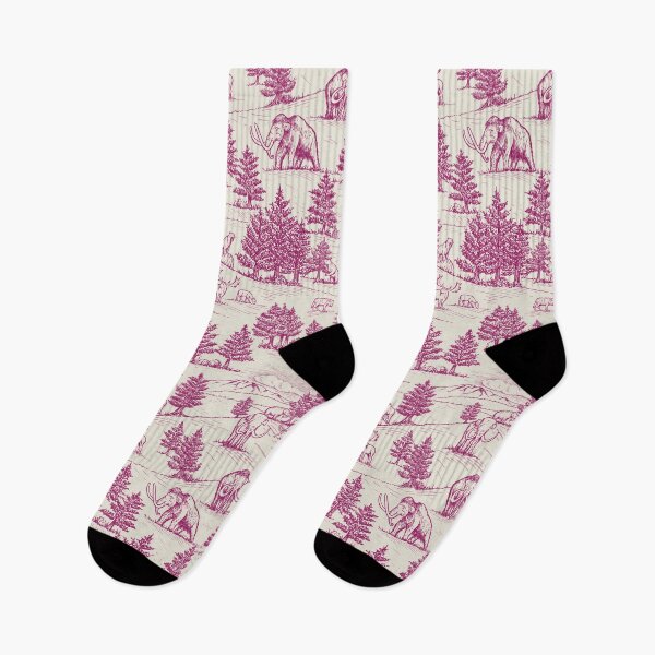 Item preview, Extinct Ice Age Animals Toile de Jouy in Magenta designed and sold by somecallmebeth.