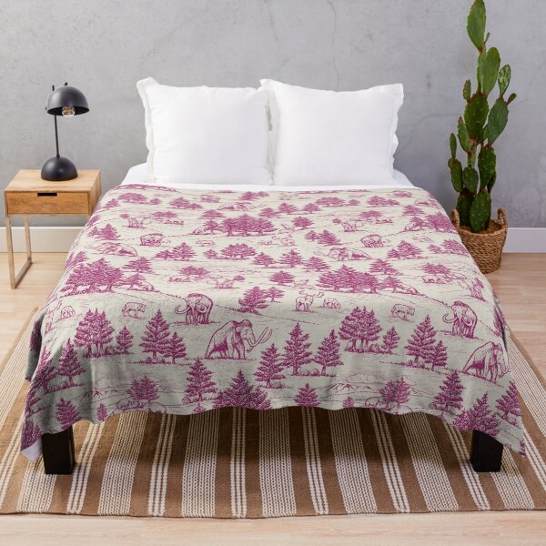 Item preview, Extinct Ice Age Animals Toile de Jouy in Magenta designed and sold by somecallmebeth.