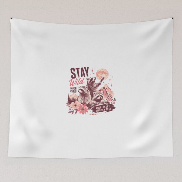 Item preview, Stay Wild Moon Child Wild Heart Wander Free Raccoon Nature Bohemian Free Spirit designed and sold by JonesFlora2025.