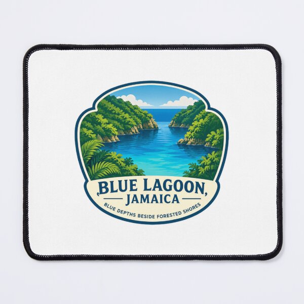 Item preview, Blue Lagoon, Jamaica Blue Depths Beside Forested Shores Travel Vacation Souvenir designed and sold by SEEM-drawing.