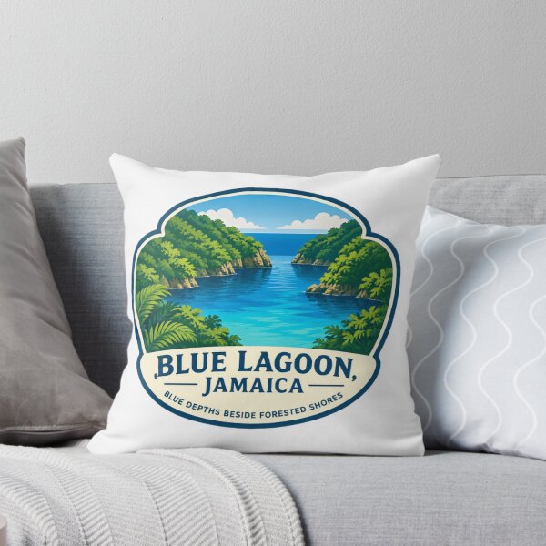 Item preview, Blue Lagoon, Jamaica Blue Depths Beside Forested Shores Travel Vacation Souvenir designed and sold by SEEM-drawing.