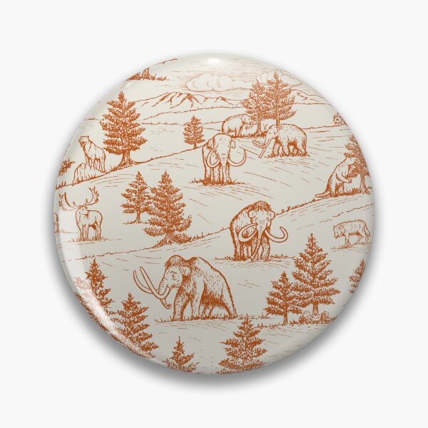 Item preview, Extinct Ice Age Animals Toile de Jouy in Orange designed and sold by somecallmebeth.