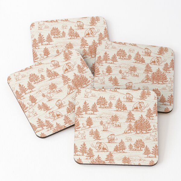 Item preview, Extinct Ice Age Animals Toile de Jouy in Orange designed and sold by somecallmebeth.