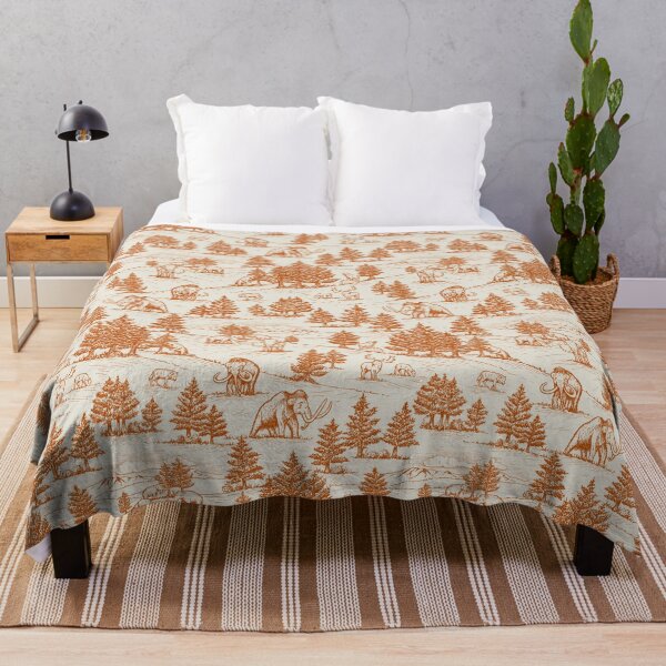 Item preview, Extinct Ice Age Animals Toile de Jouy in Orange designed and sold by somecallmebeth.