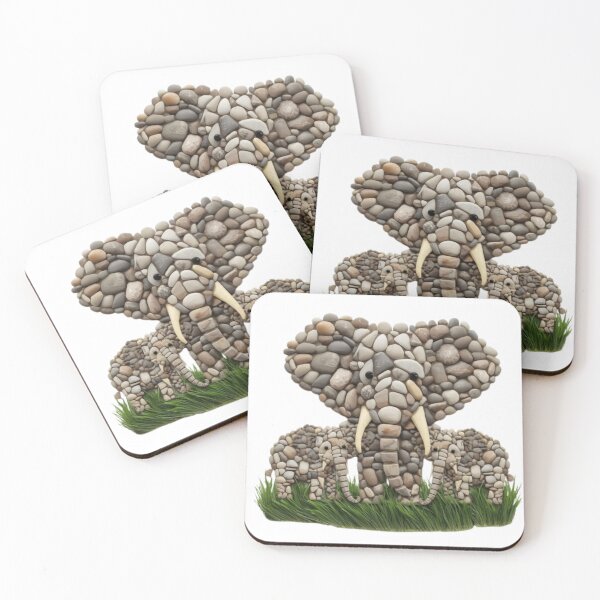 Item preview, Artisan Pebble Elephant Family Portrait (Very descriptive and appealing) designed and sold by PrintWavePro.