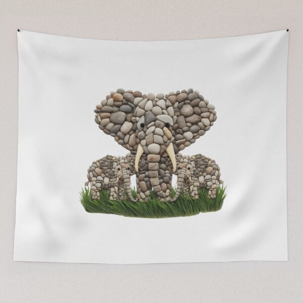 Item preview, Artisan Pebble Elephant Family Portrait (Very descriptive and appealing) designed and sold by PrintWavePro.