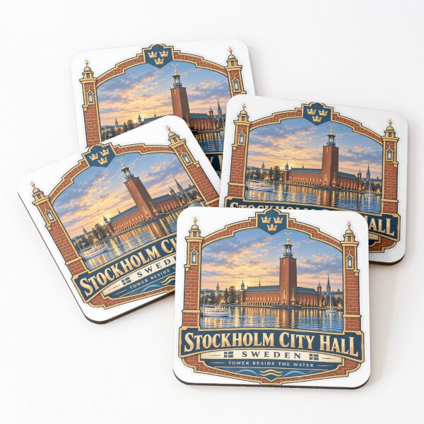 Item preview, Stockholm City Hall Sweden Tower Beside The Water Travel Souvenir Landmark designed and sold by SEEM-drawing.