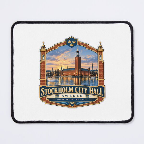 Item preview, Stockholm City Hall Sweden Tower Beside The Water Travel Souvenir Landmark designed and sold by SEEM-drawing.