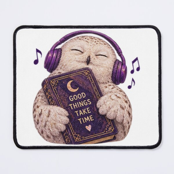 Item preview, White Owl Holding “Good Things Take Time” Book designed and sold by CosmicCutouts.