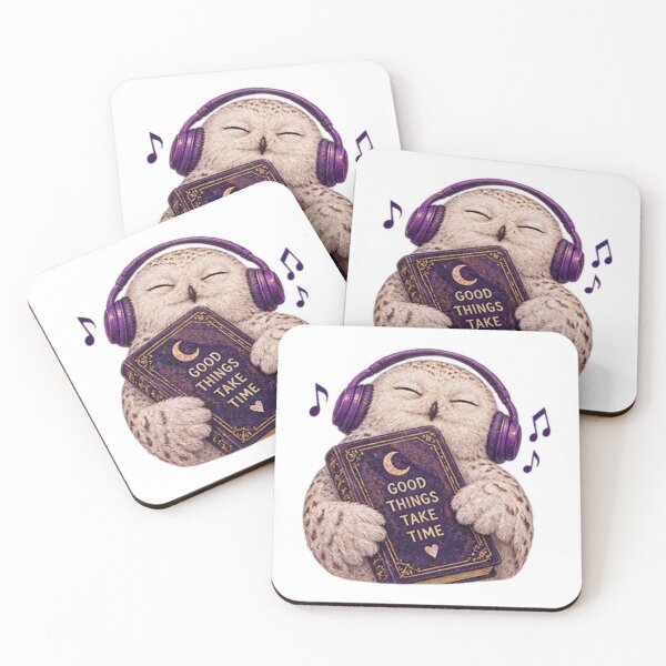 Item preview, White Owl  Holding “Good Things Take Time” Book designed and sold by CosmicCutouts.