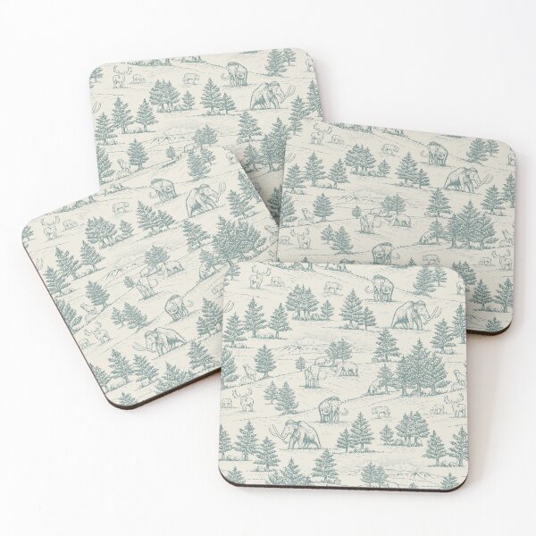 Item preview, Extinct Ice Age Animals Toile de Jouy in Teal designed and sold by somecallmebeth.