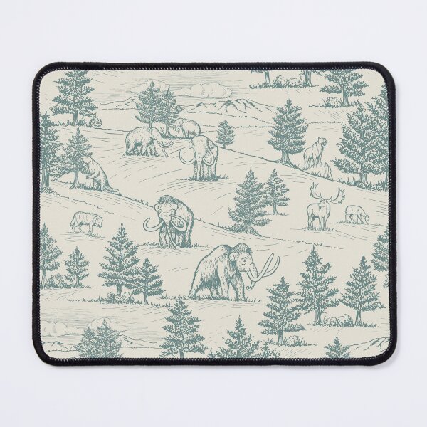 Item preview, Extinct Ice Age Animals Toile de Jouy in Teal designed and sold by somecallmebeth.