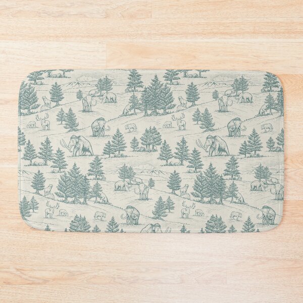 Item preview, Extinct Ice Age Animals Toile de Jouy in Teal designed and sold by somecallmebeth.