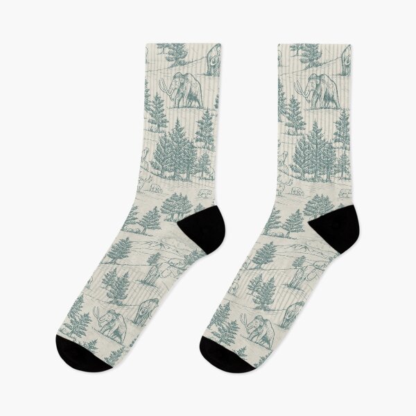 Item preview, Extinct Ice Age Animals Toile de Jouy in Teal designed and sold by somecallmebeth.