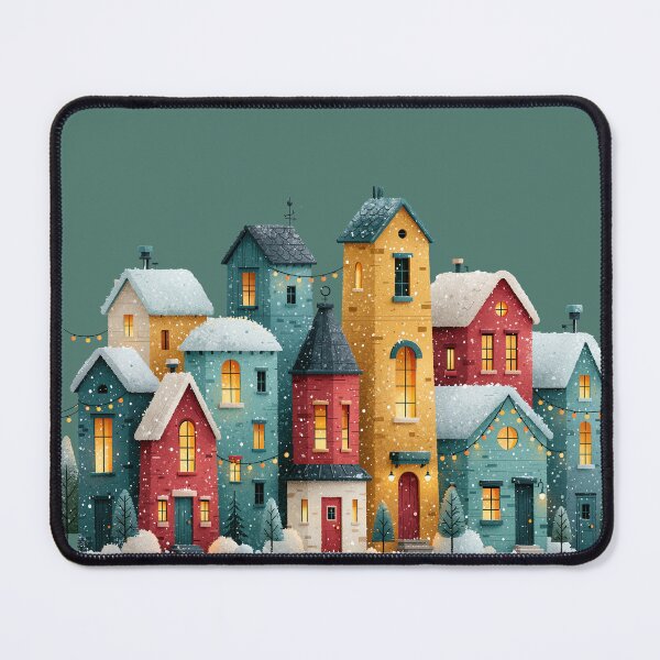 Item preview, Colorful Cozy Winter Village Christmas Art designed and sold by colorful-white.