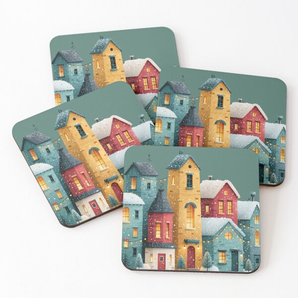 Item preview, Colorful Cozy Winter Village Christmas Art designed and sold by colorful-white.