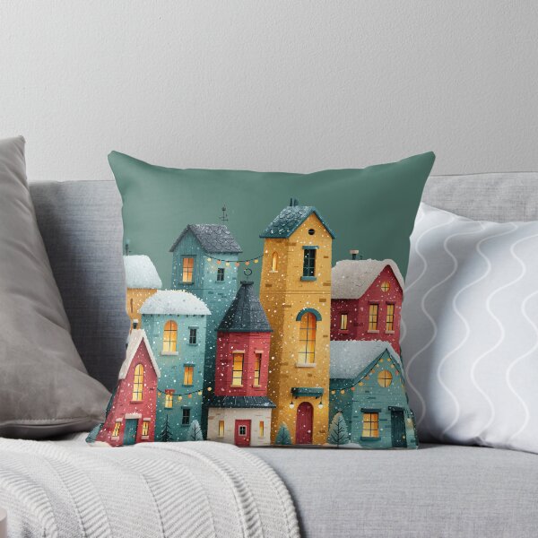 Item preview, Colorful Cozy Winter Village Christmas Art designed and sold by colorful-white.