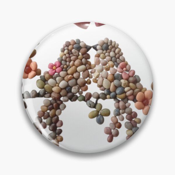 Item preview, Romantic Pebble Art Lovebirds on a Floral Branch designed and sold by PrintWavePro.