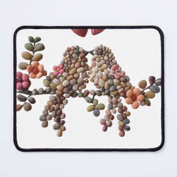 Item preview, Romantic Pebble Art Lovebirds on a Floral Branch designed and sold by PrintWavePro.