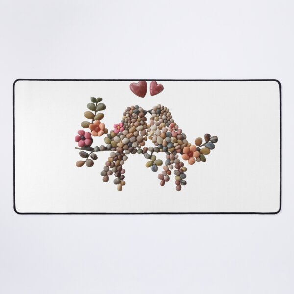 Item preview, Romantic Pebble Art Lovebirds on a Floral Branch designed and sold by PrintWavePro.