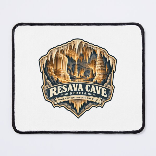 Item preview, Resava Cave Serbia Stone Curtains Beneath The Hills Travel Explorer Tourist Speleology Landmark designed and sold by SEEM-drawing.