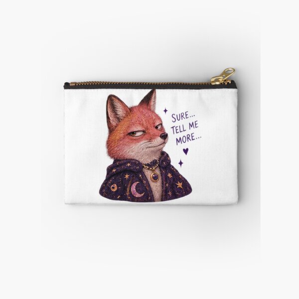 Item preview, Sarcastic Fox in Wizard Cloak Saying “Sure, Tell Me More” designed and sold by CosmicCutouts.