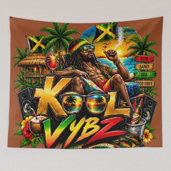 Item preview, Kool Vybz Jamaica Reggae Vibe Tropical Beach Sunset Art   designed and sold by digitalbob60.