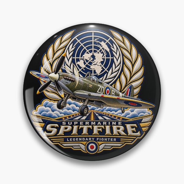 Item preview, Supermarine Spitfire Embroidered Aviation Crest with World Map designed and sold by Emoji Emblems.