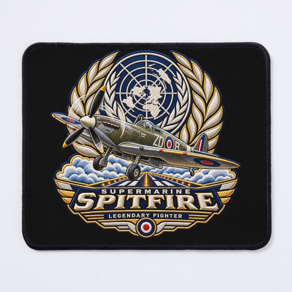Item preview, Supermarine Spitfire Embroidered Aviation Crest with World Map designed and sold by Emoji Emblems.
