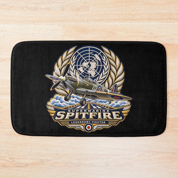 Item preview, Supermarine Spitfire Embroidered Aviation Crest with World Map designed and sold by Emoji Emblems.
