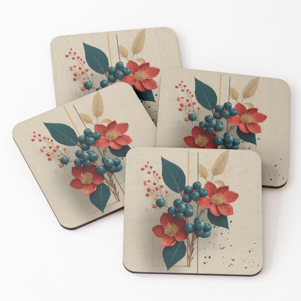 Item preview, Elegant Red Floral and Blueberry Botanical Art designed and sold by colorful-white.